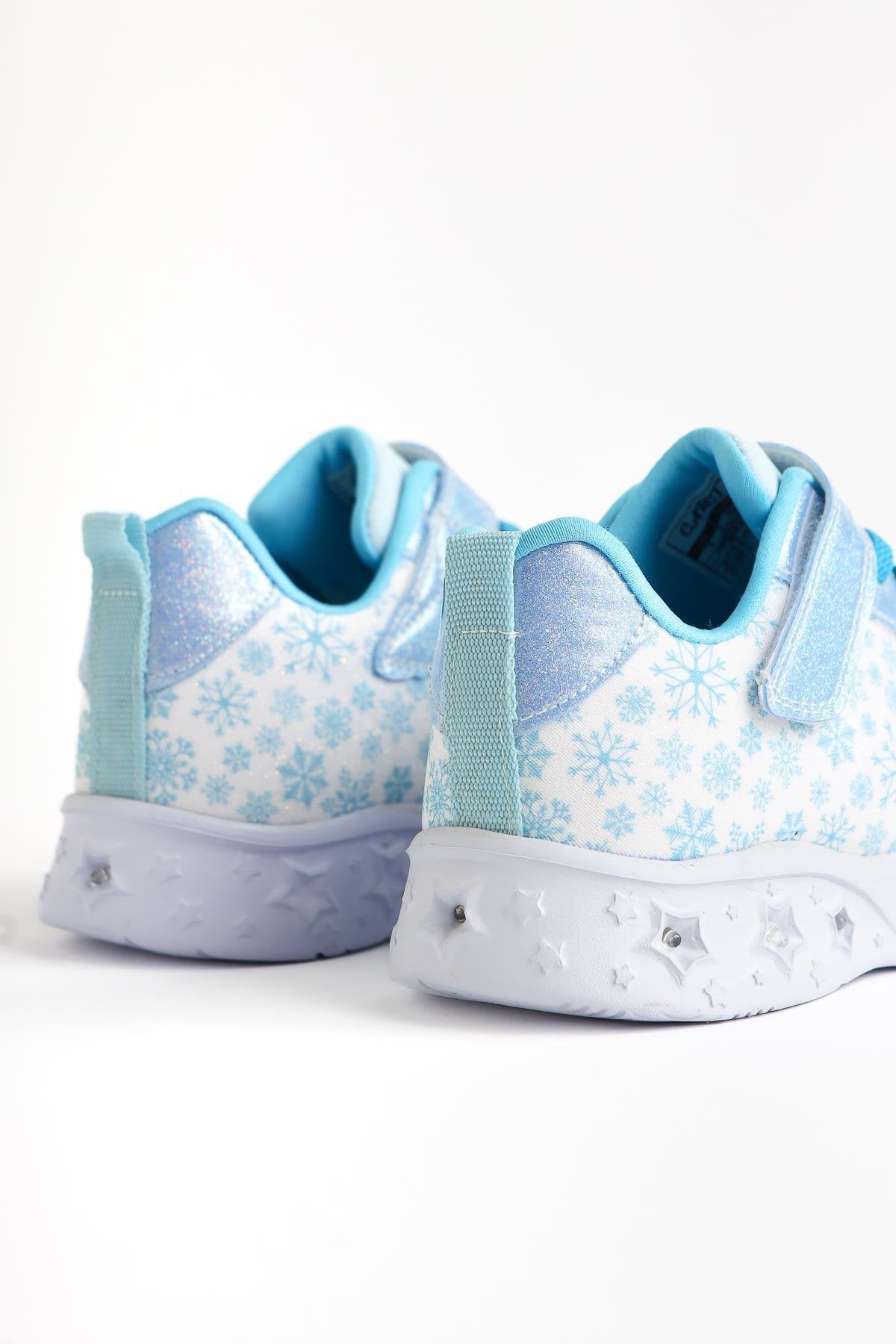 Denisa Blue Snow Themed Light-Up Kids' Athletic Shoes