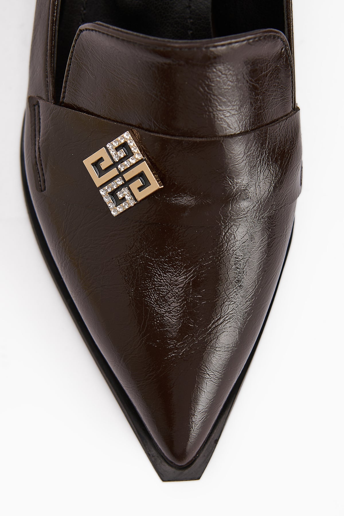 Jaklin Brown Pointed Toe Low Heeled Women's Shoes