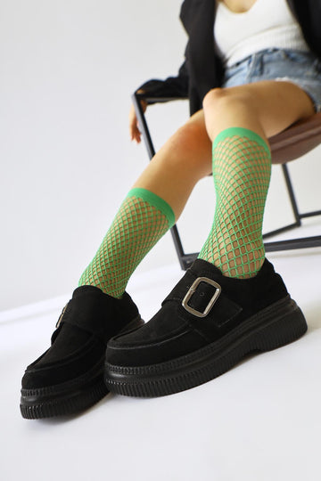 Evrim Black Suede Buckle Detailed Casual Shoe