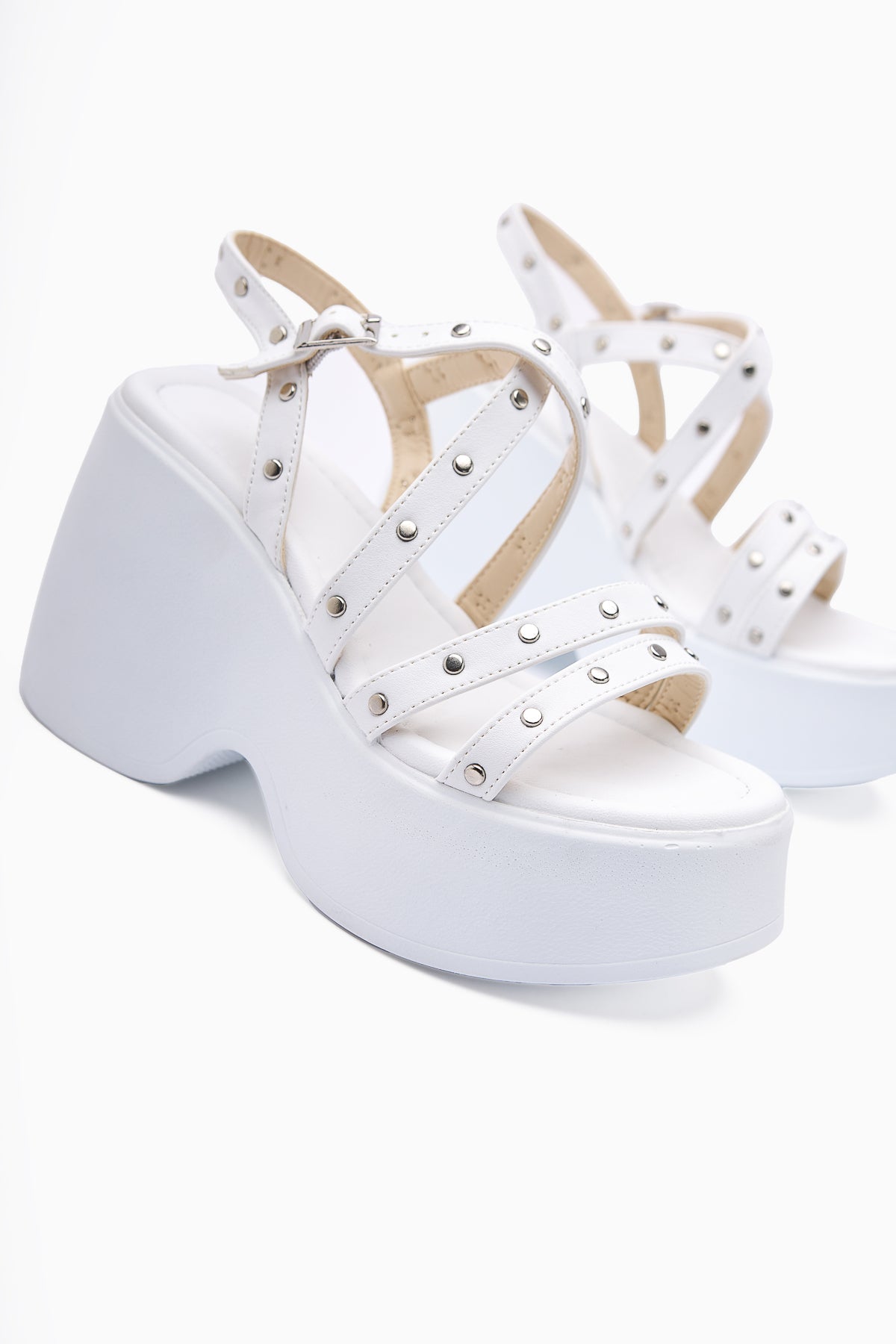 Ying White Strappy Platform Heels Women's Sandals