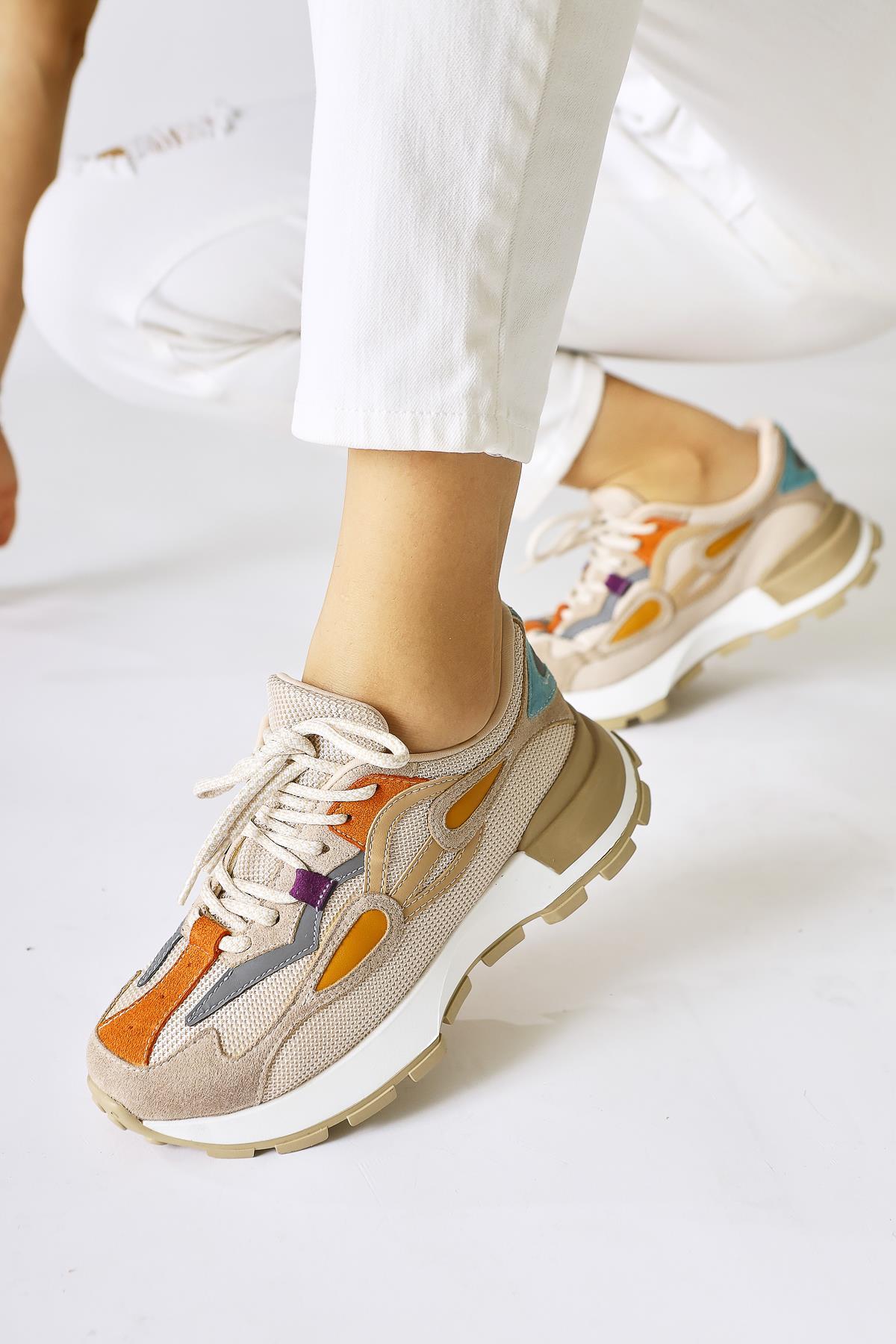 Bisera Nude Knit-Suede Athletic Shoes