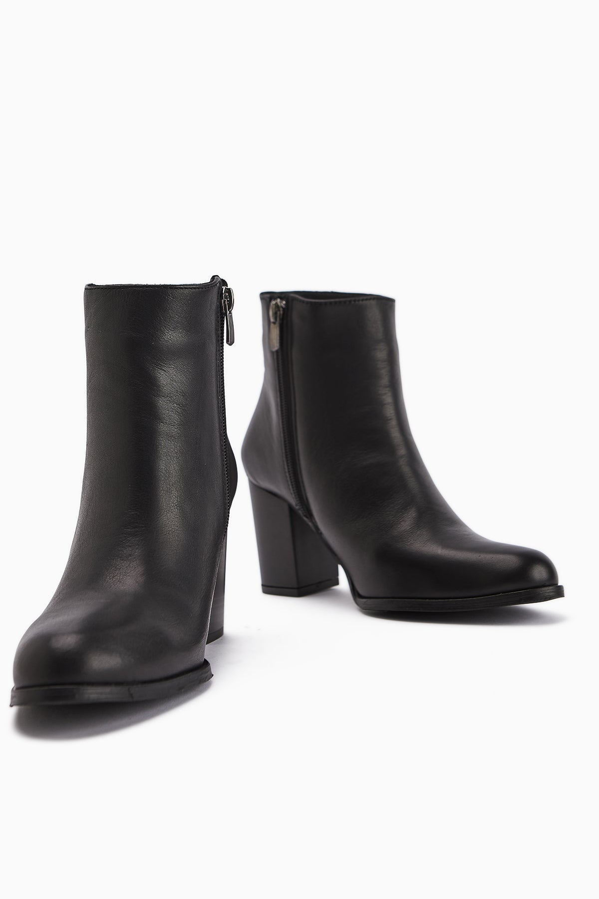 Teres Genuine Leather Black Heeled Women's Boot