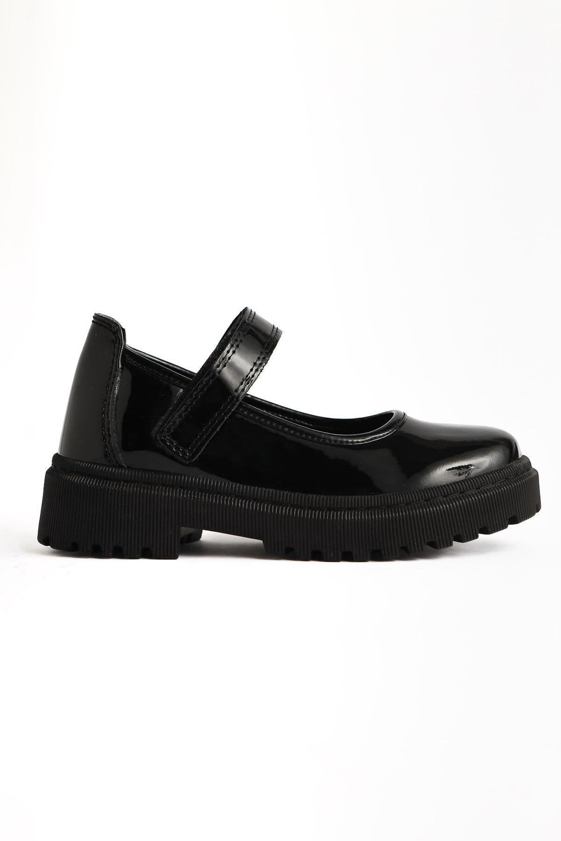 Janina Black Patent Leather Velcro Detailed Kids' Casual Shoes