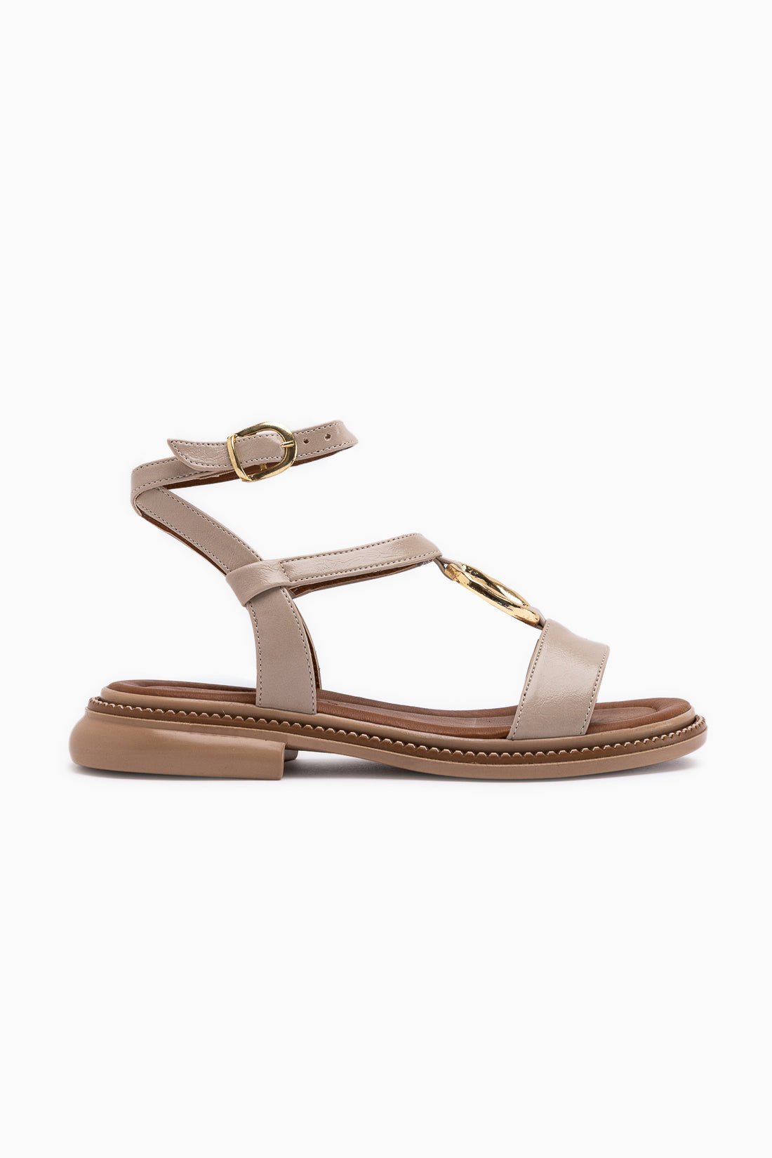 Theres Beige Buckle Detailed Ankle Strap Women’s Sandal