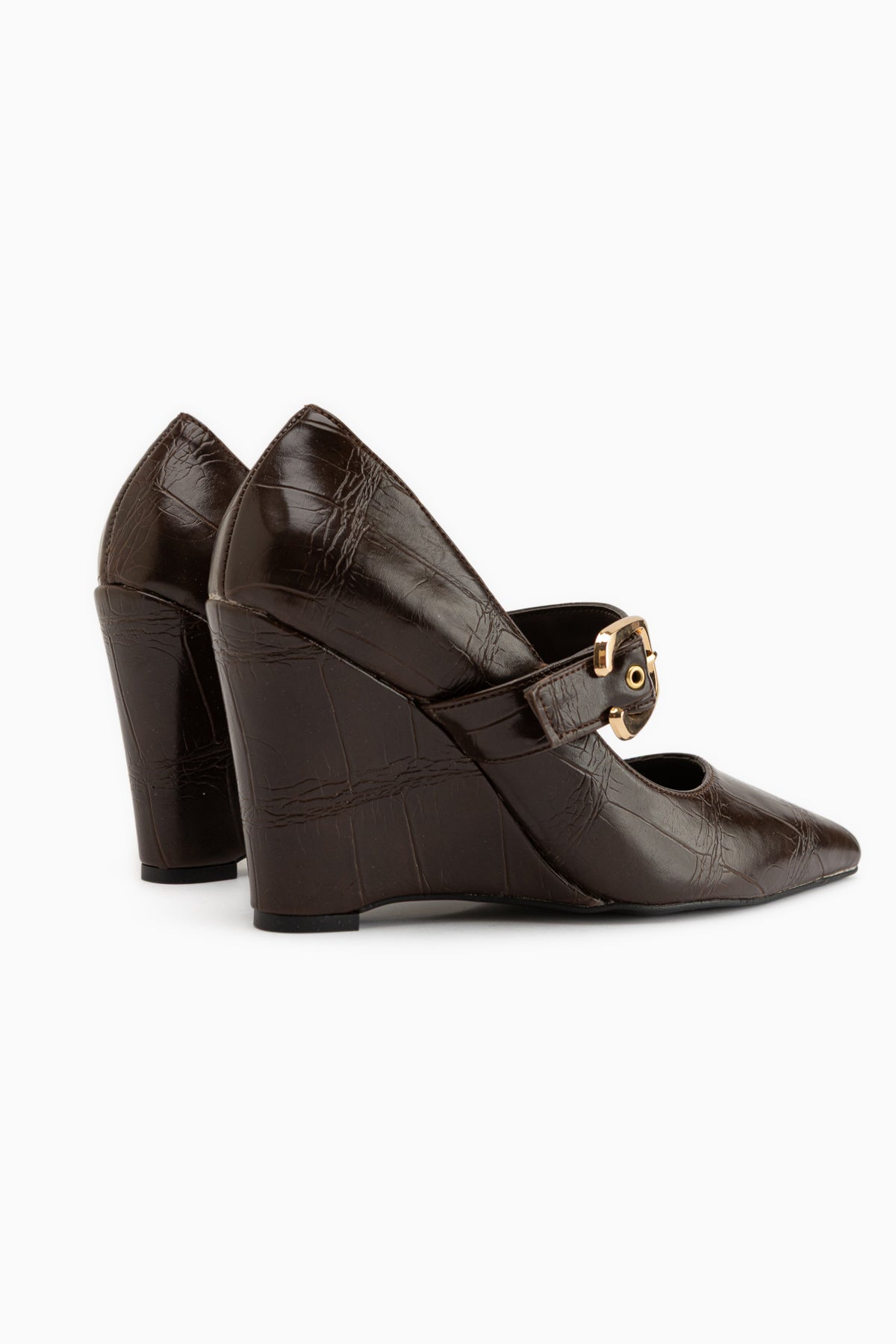 Jody Brown Buckle Detailed Pointed Toe Women’s Heeled Shoes
