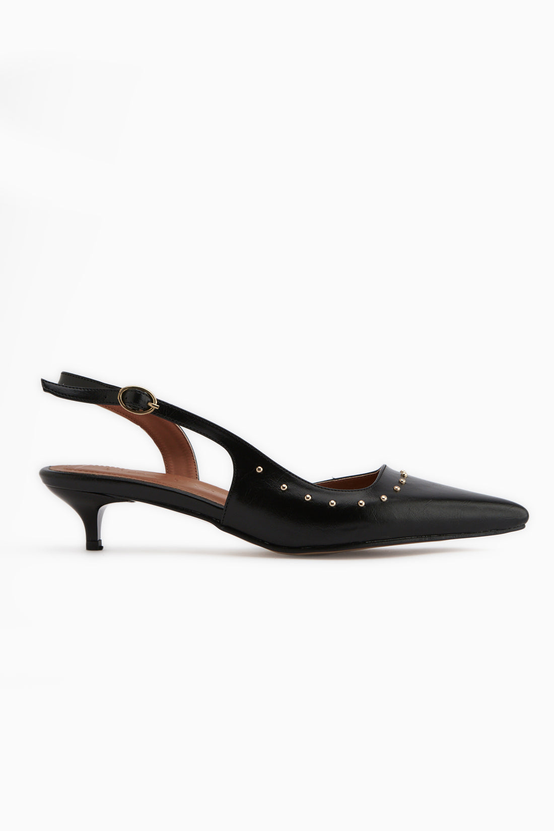 Marica Black Studded Short Heeled Women’s Shoes