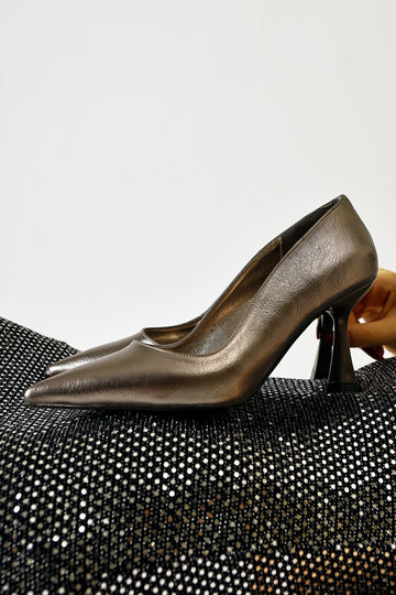Celestine – Platinum Crinkled Patent Pointed-Toe Stiletto (Women)