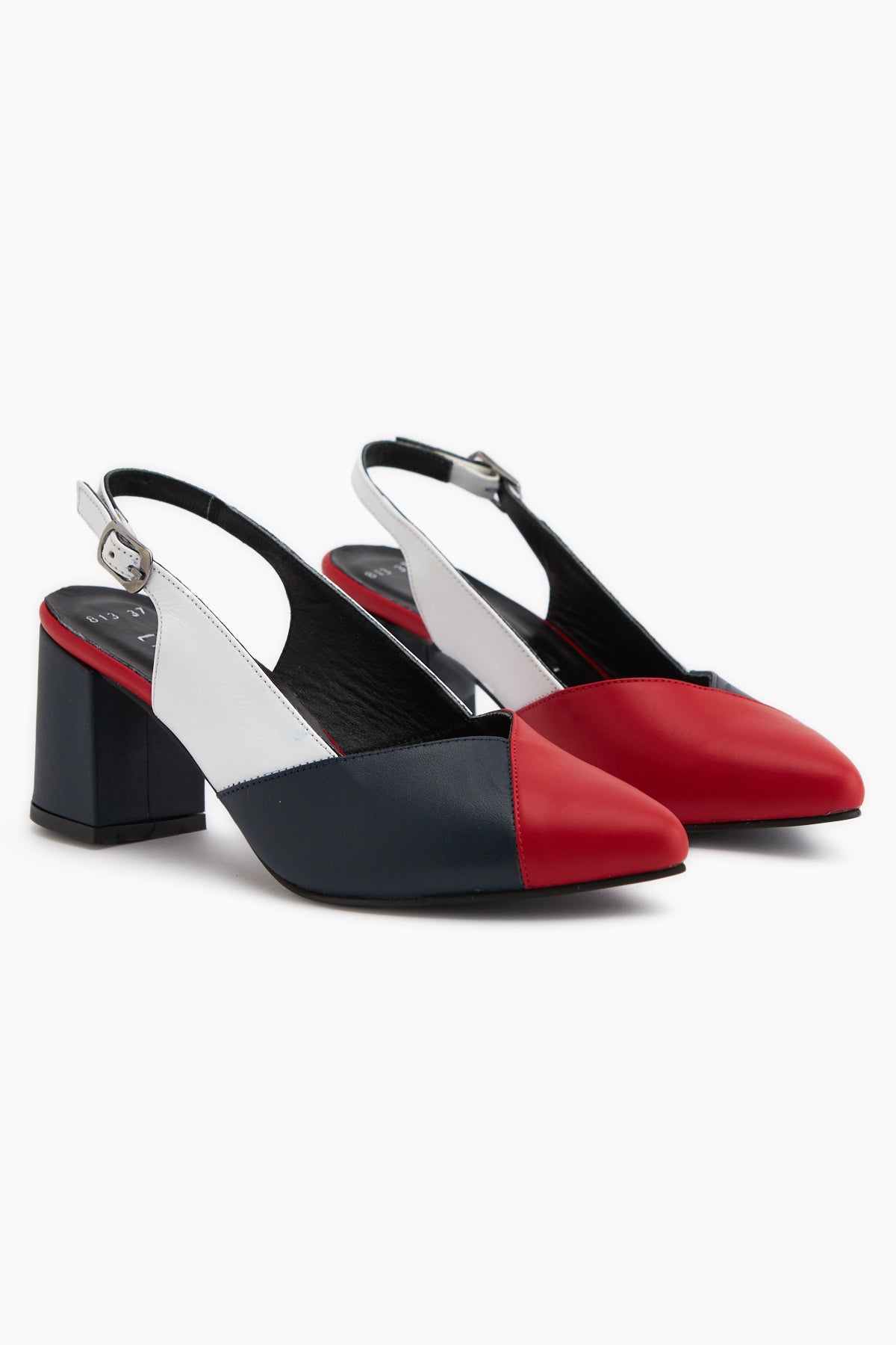 Brenda Genuine Leather Red Navy Women’s Heeled Sandal