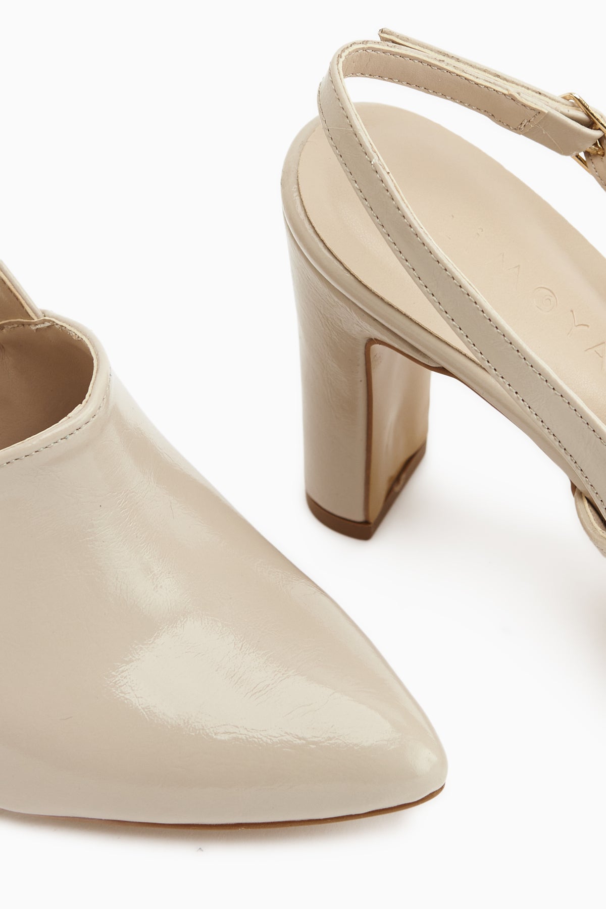 Maisa Beige Pointed Toe Slingback Chunky Heeled Women’s Shoes