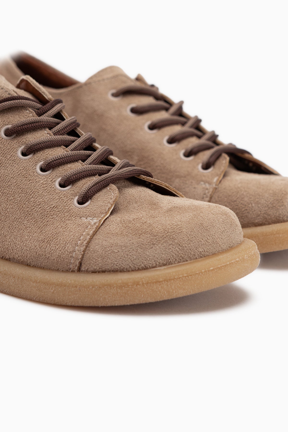 Estella Beige Suede Lace-Up Casual Women’s Shoes