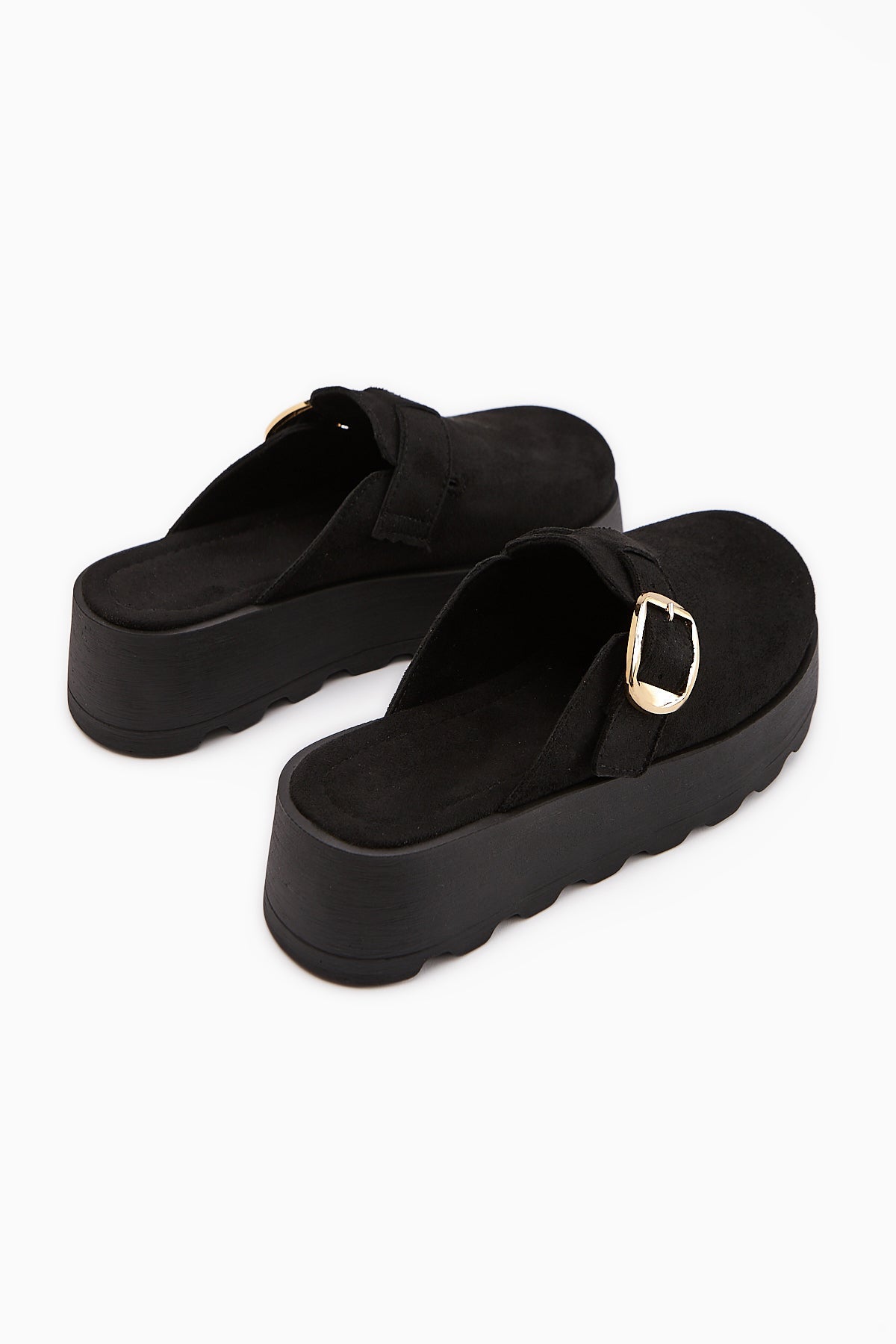 Clara Black Suede Buckled Women's Slipper