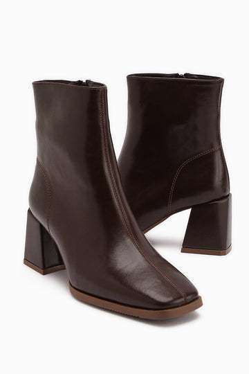 Margot Brown Square-Toe High-Heeled Women's Boot