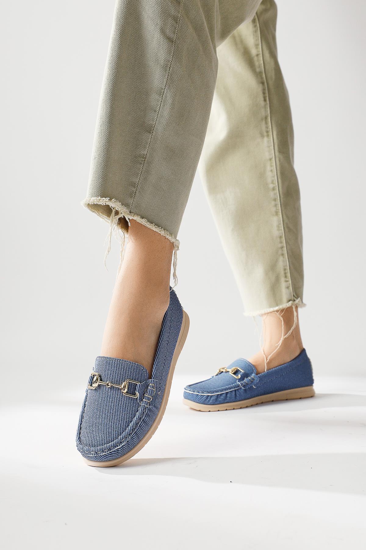 Tola – Denim Blue Buckle-Detail Casual Shoe (Women)