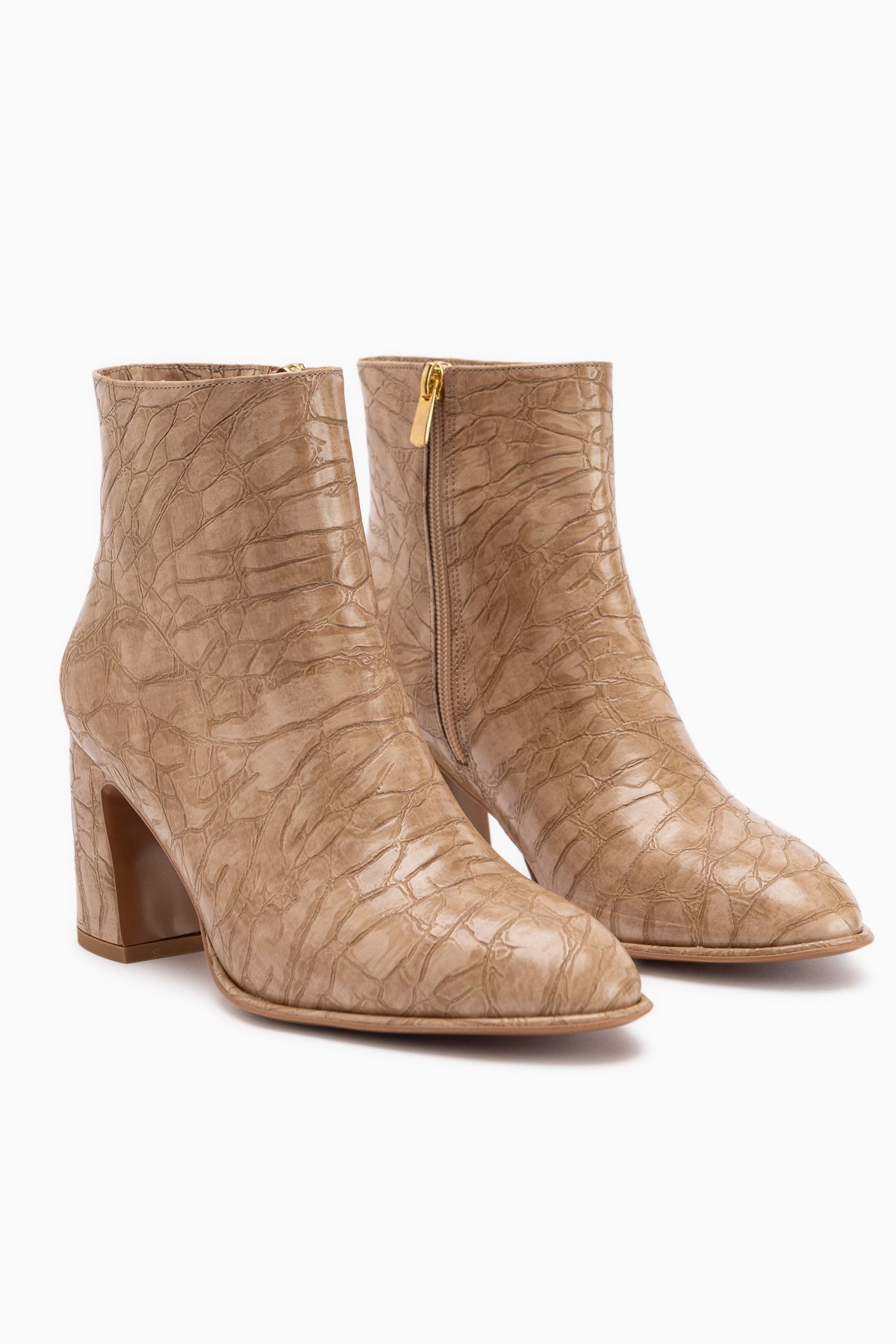 Marion Nud Crocodile Patterned Women’s Heeled Boots
