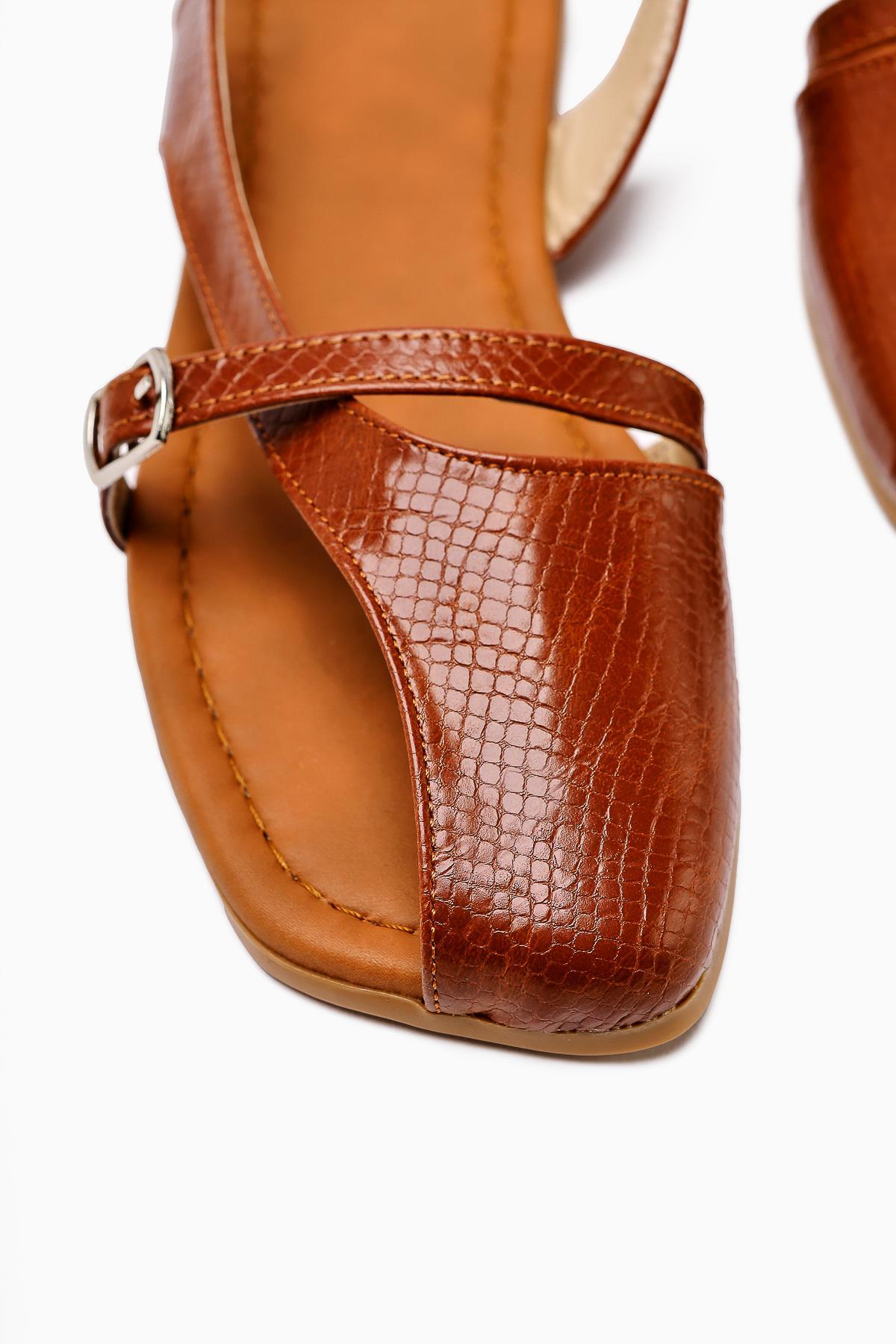 Almina Taba Belt Detailed Women's Sandal