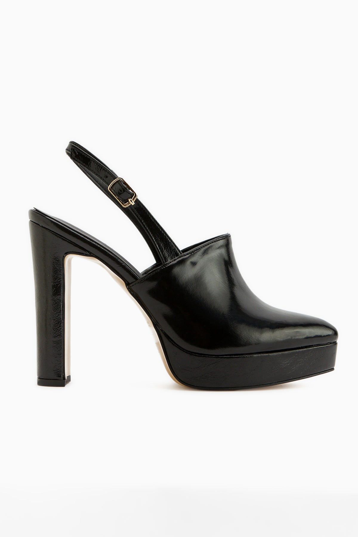 Marlen Black Pointed Toe Slingback Platform Heeled Women’s Shoes