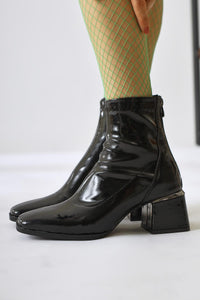 Dominga – Black Patent Zippered Boot (Women)