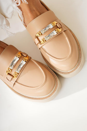 Leane – Nude Stone-Detail Loafer (Women)