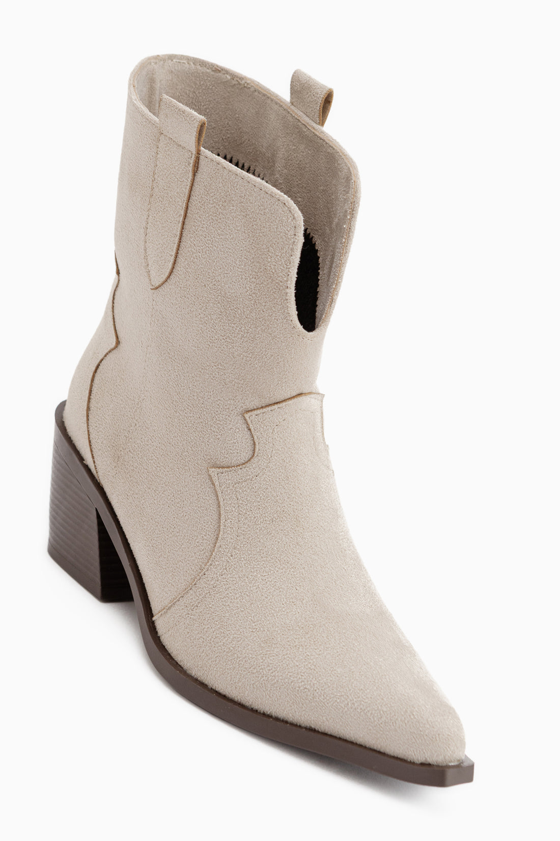 Erica Beige Suede Heeled Western Women’s Boots