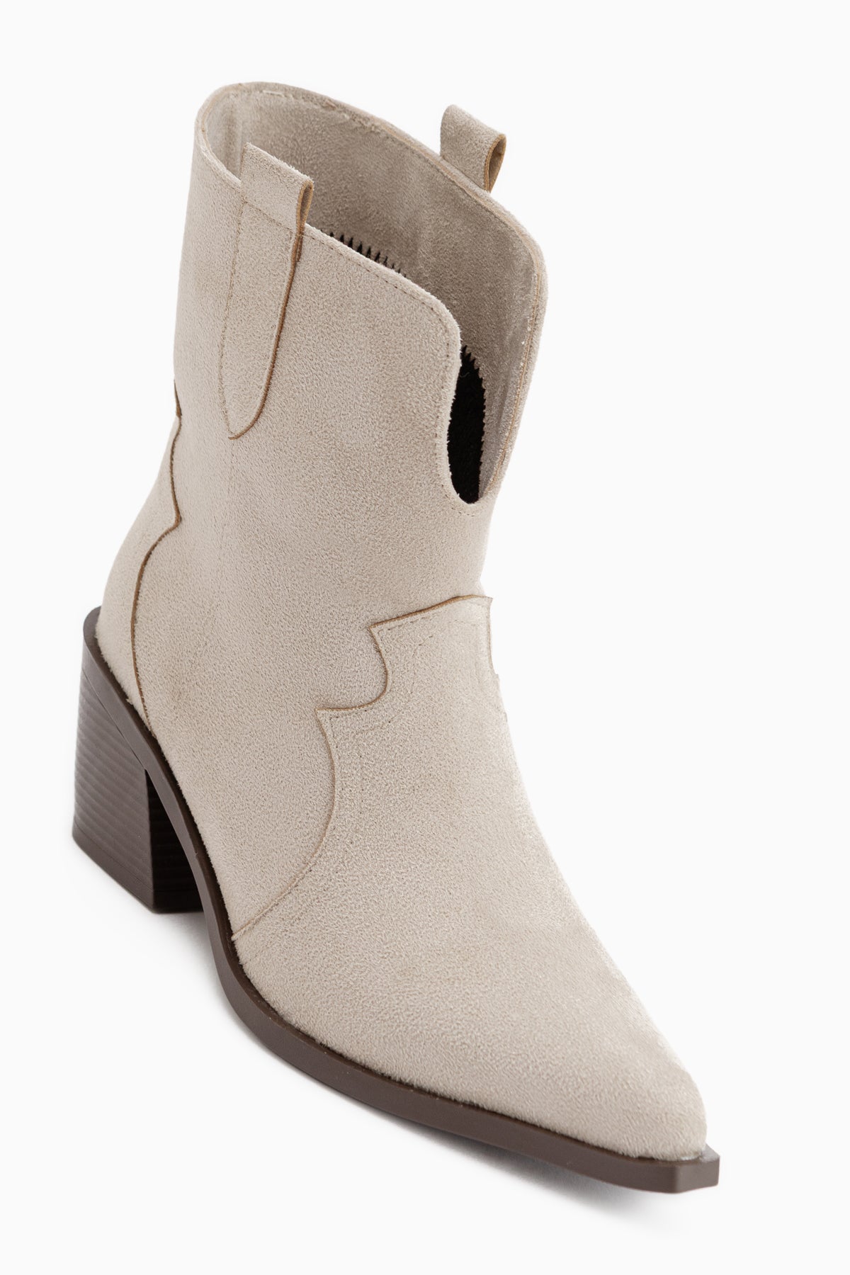 Erica Beige Suede Heeled Western Women’s Boots