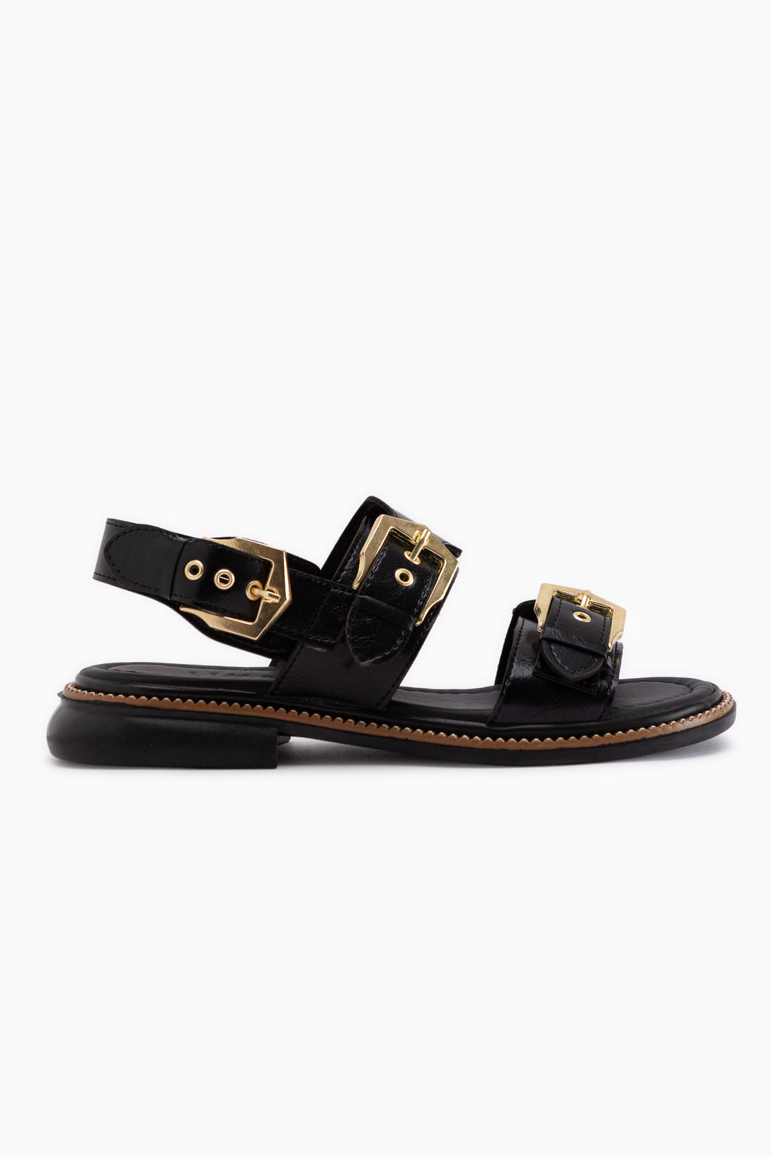Liena Black Double Buckle Women’s Sandal