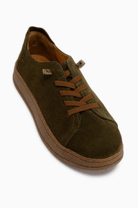 Genuine Leather Haki Suede Comfortable Sole Women’s Sneakers