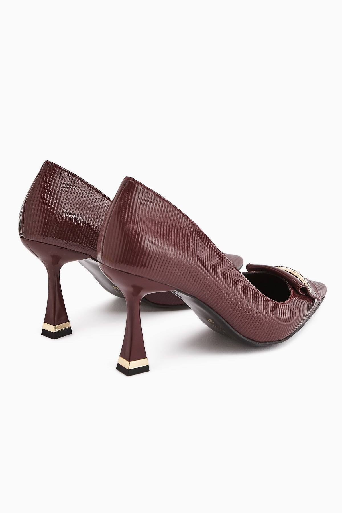 Saja Women's Burgundy Buckled High Heel Shoe