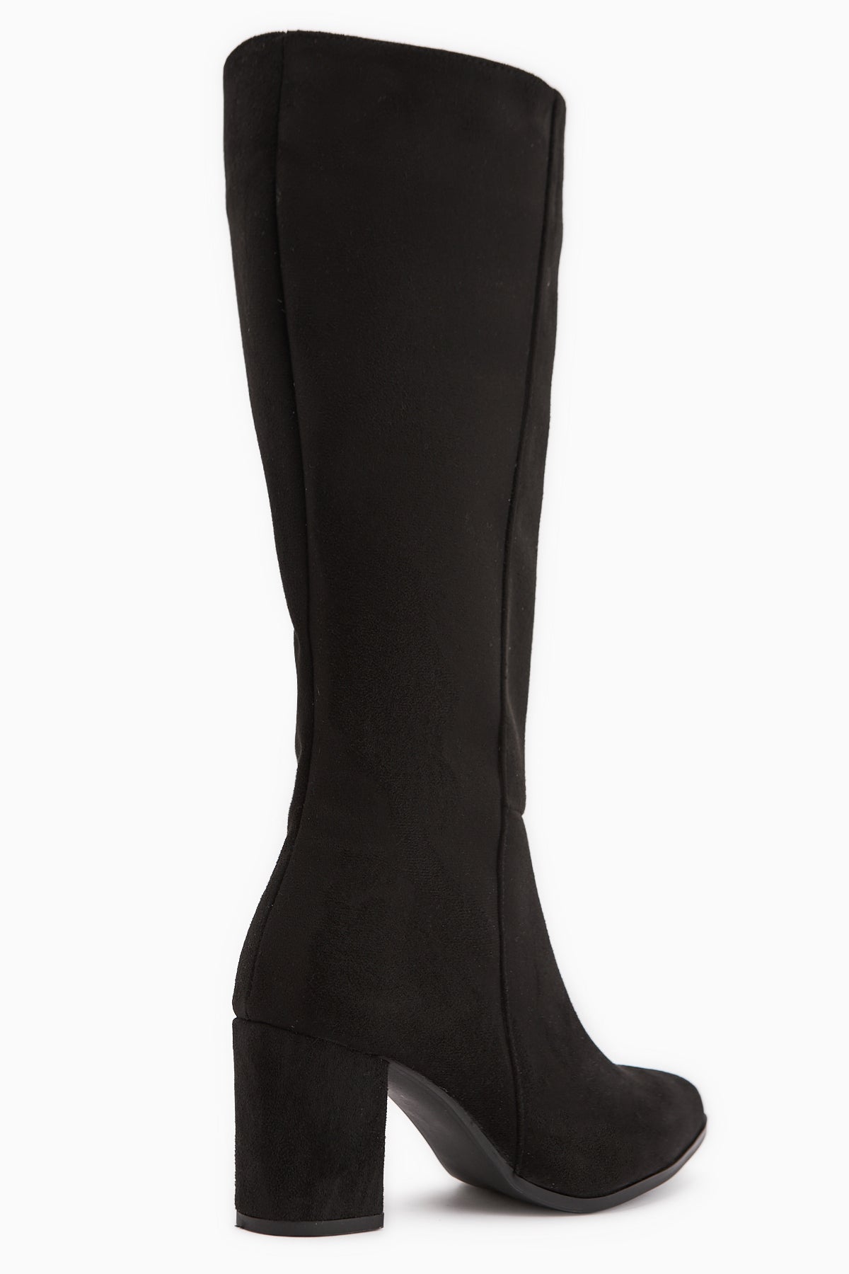 Tatum Black Suede Pointed Toe Mid Heeled Women's Boots – Limoya