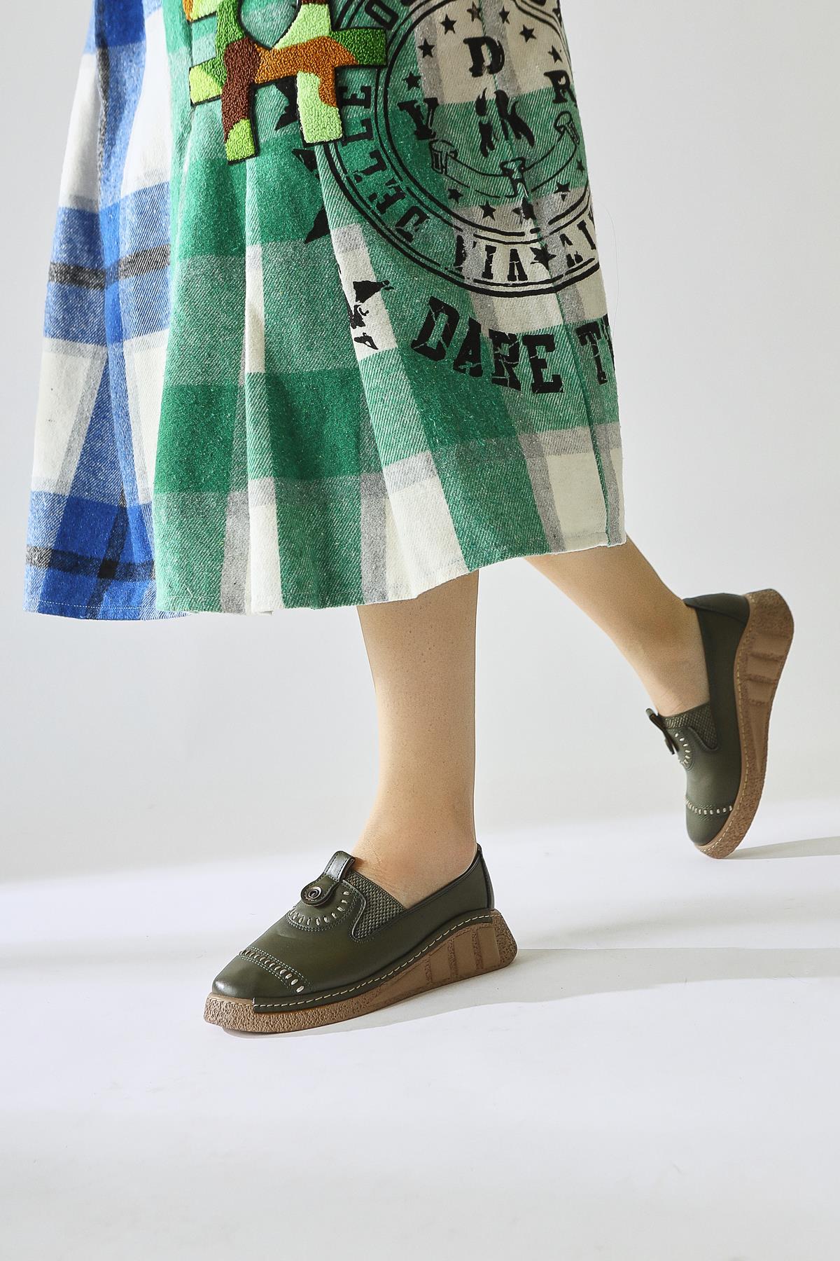 Bethina – Olive Rivet-Detail Laser-Cut Ballet Flat (Women)