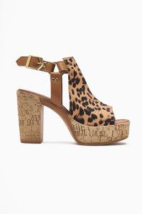 Hadel Leopard Belted Platform Heel Women's Sandal