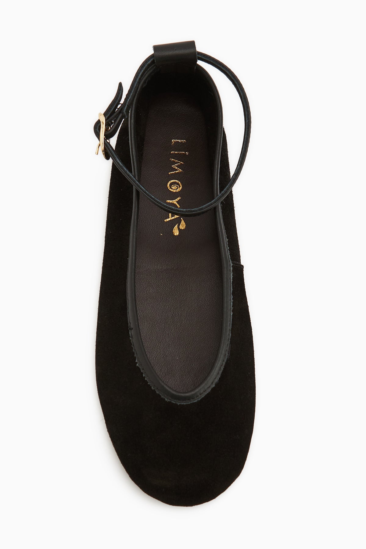 Jenin Genuine Leather Black Suede Belted Women’s Ballet Flats
