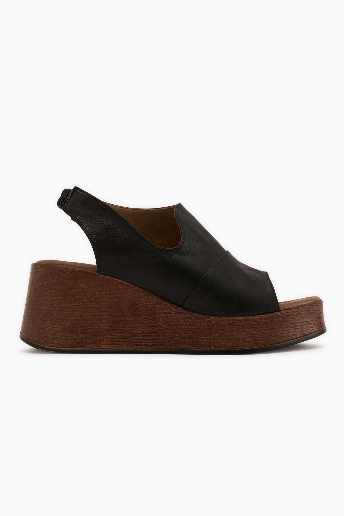 Rozelin Genuine Leather Black Elastic Wedge Women’s Sandal
