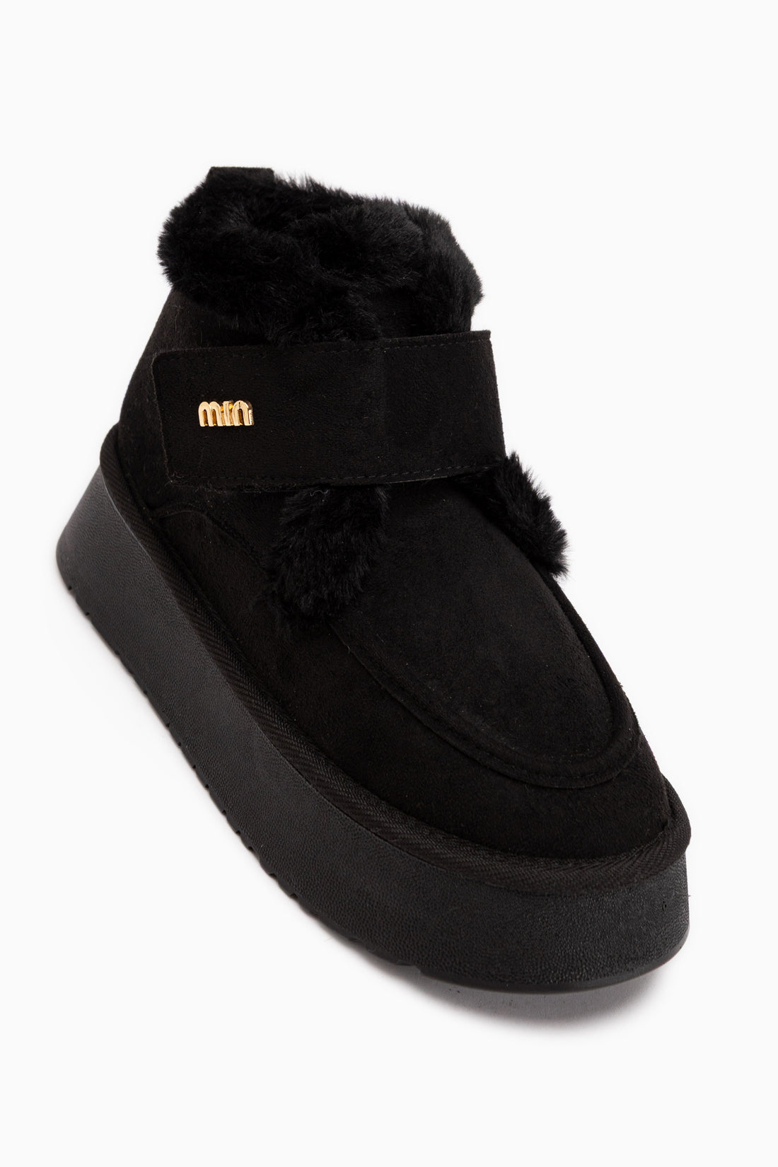 Celia Black Suede Fur Thick Sole Women’s Boots