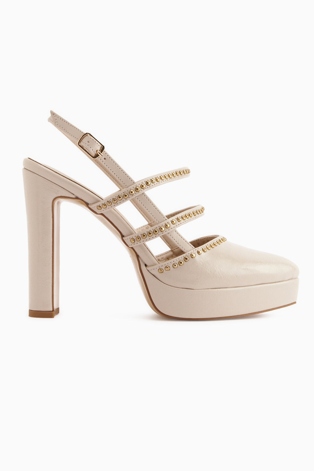 Milea Beige Studded Women’s Platform Heeled Shoes
