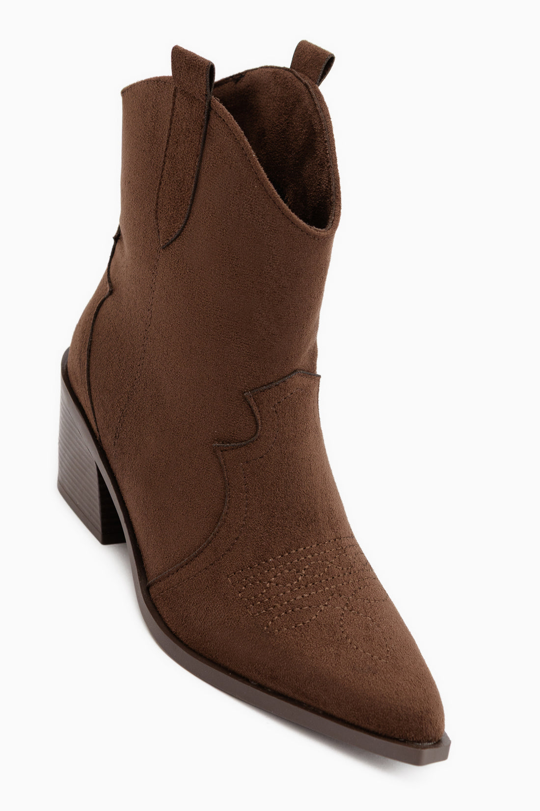 Joo Coffee Suede Pointed Toe Embroidered Women’s Boots