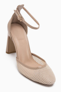 Firyal Beige High Heeled Women’s Shoes with Ankle Strap
