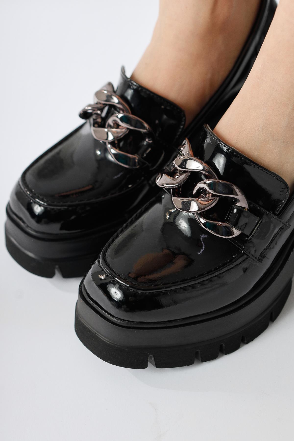 Chanpen Black Platform Casual Shoe with Buckle Detail