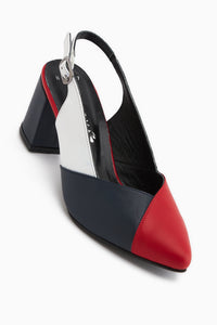 Brenda Genuine Leather Red Navy Women’s Heeled Sandal