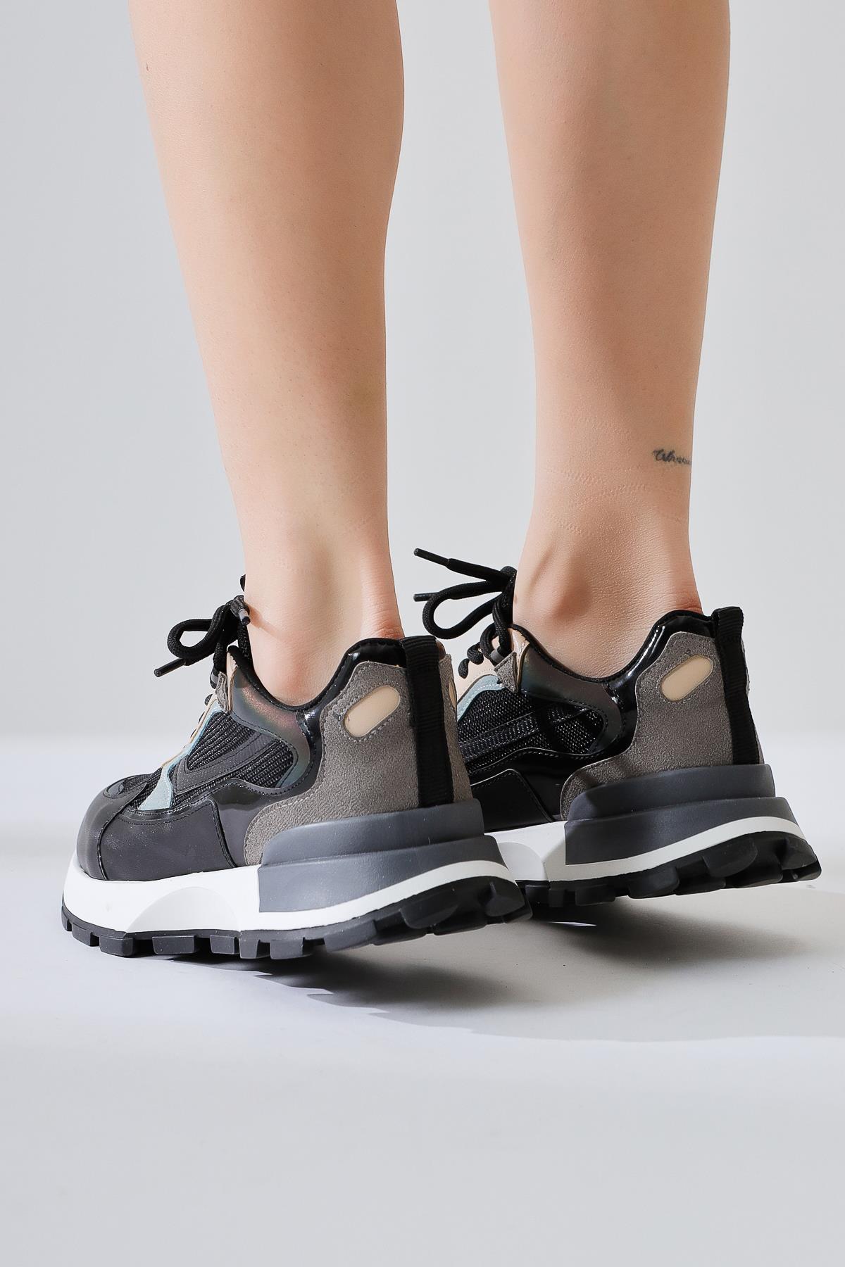 Shokat Black Suede High-Sole Lace-Up Sneakers