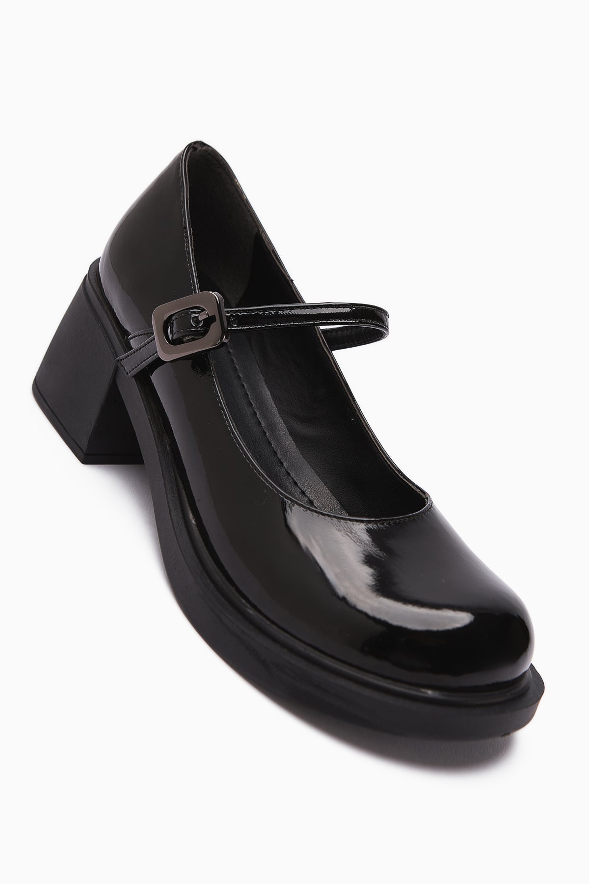Mirka – Black Patent Strap-Detail Loafer (Women)