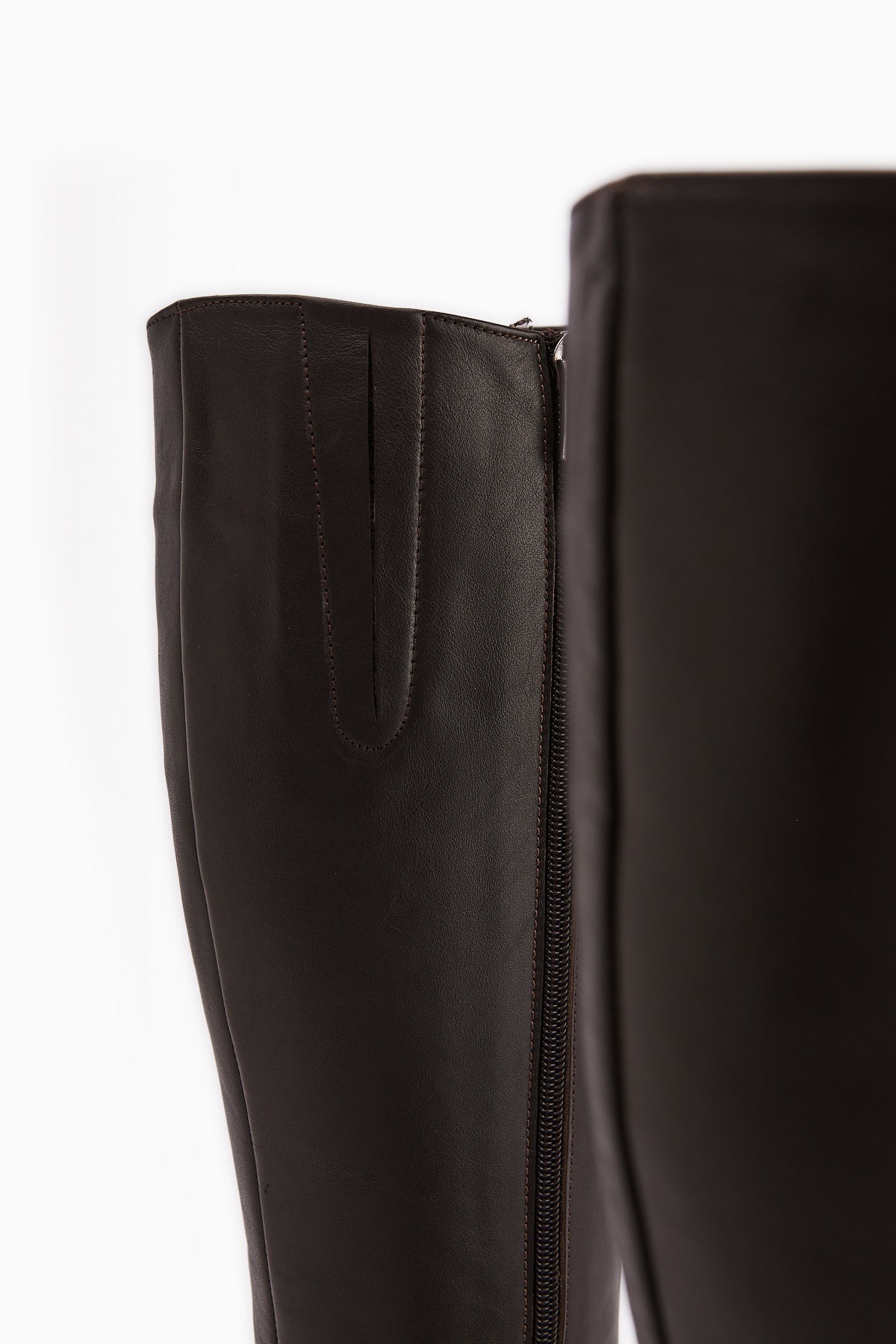 Velma – Genuine Leather Brown Heeled Knee-High Boot (Women)