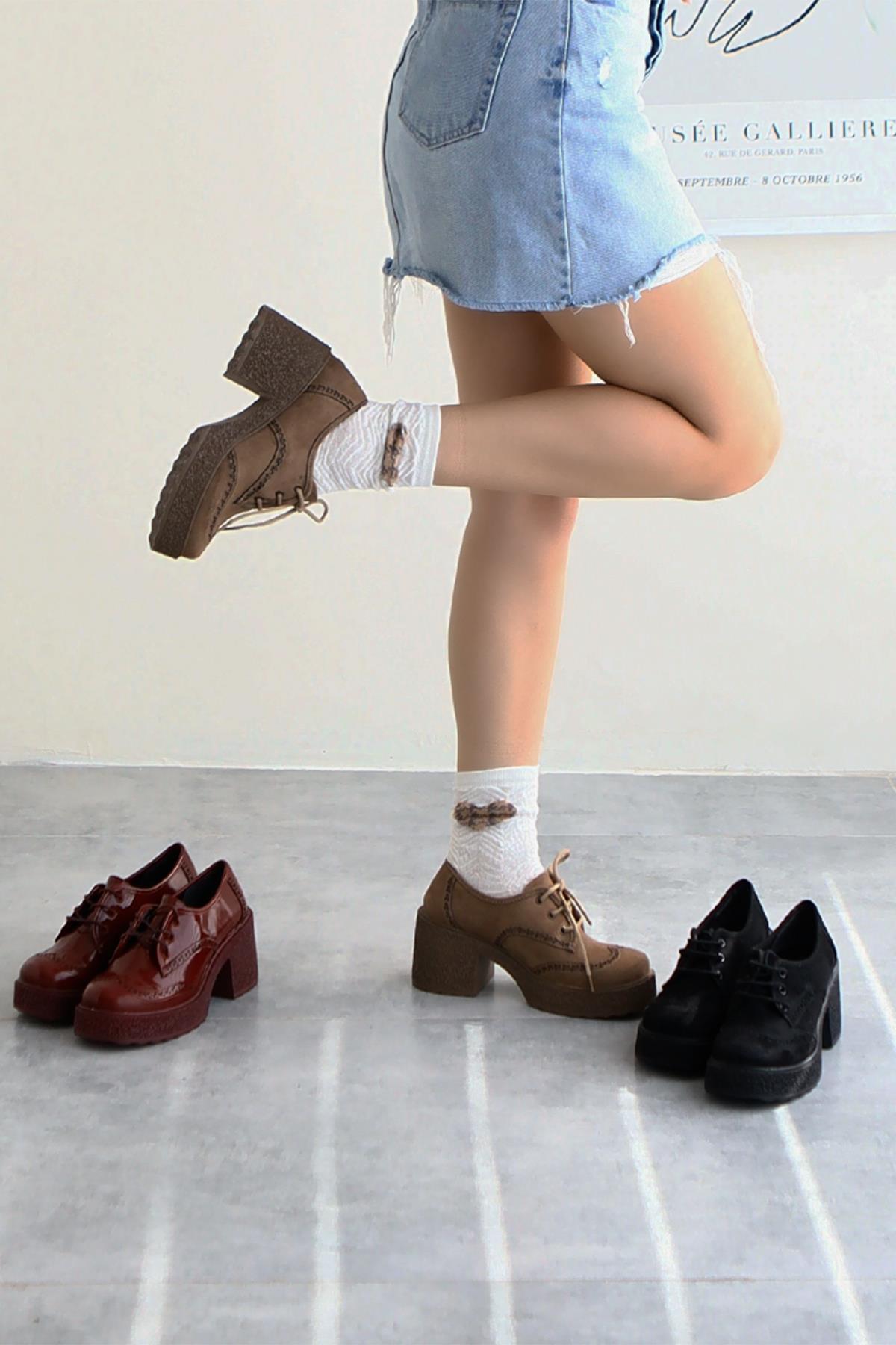 Lenie Mink Suede with Laser Cut Detail Casual Shoe