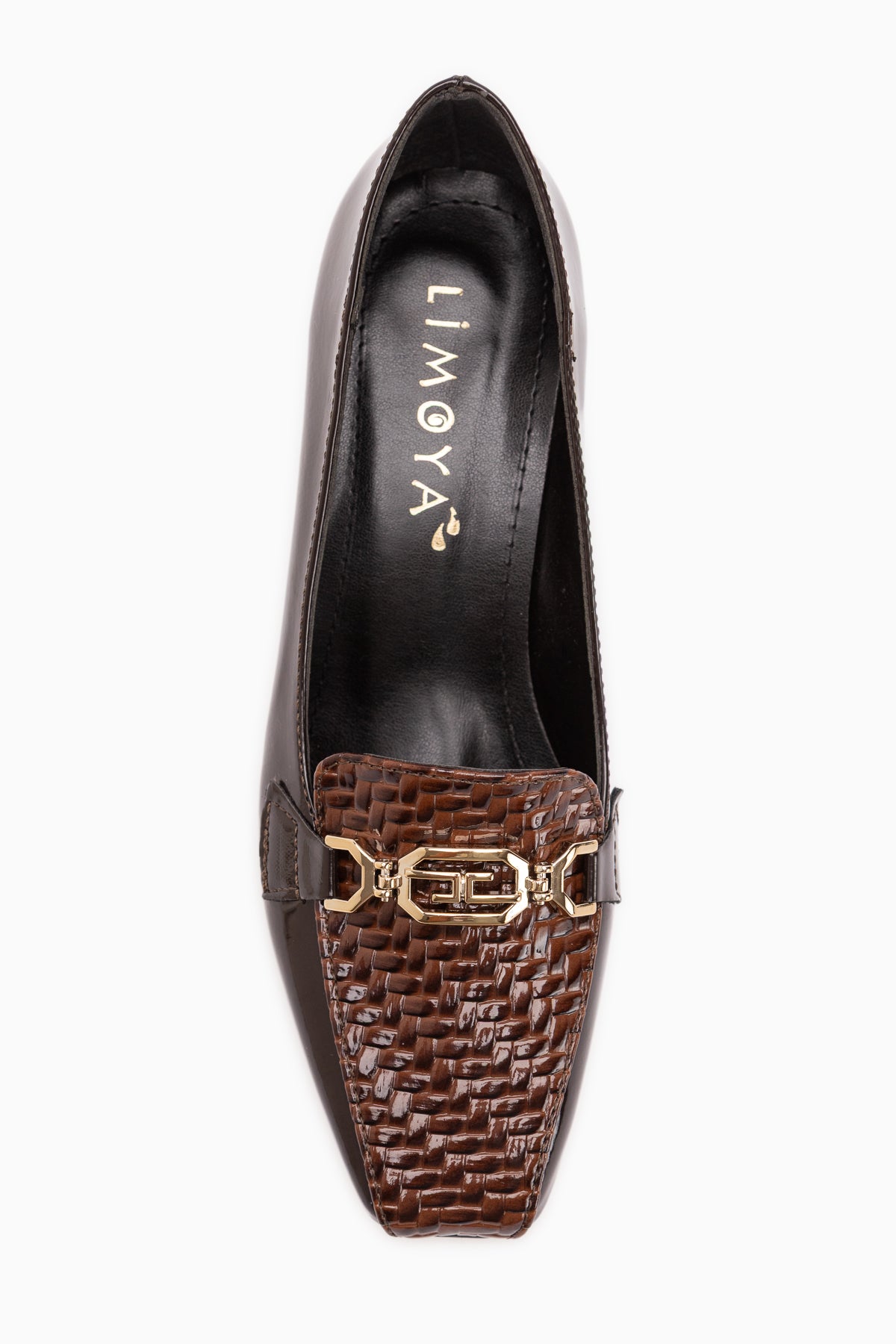 Marjan Brown Patent Buckled Women’s Heeled Shoes
