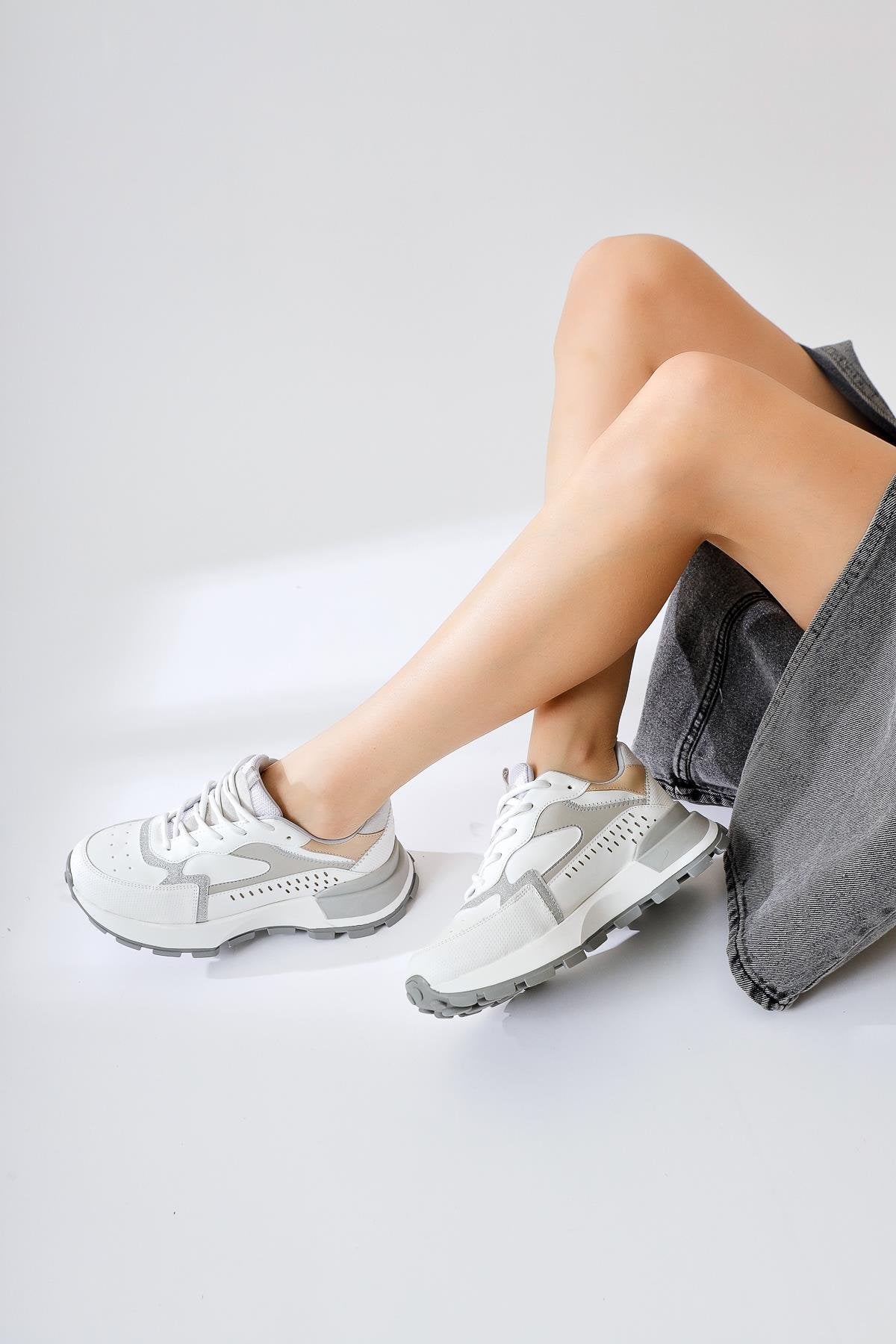 Sin White Lace-Up High-Sole Sneakers