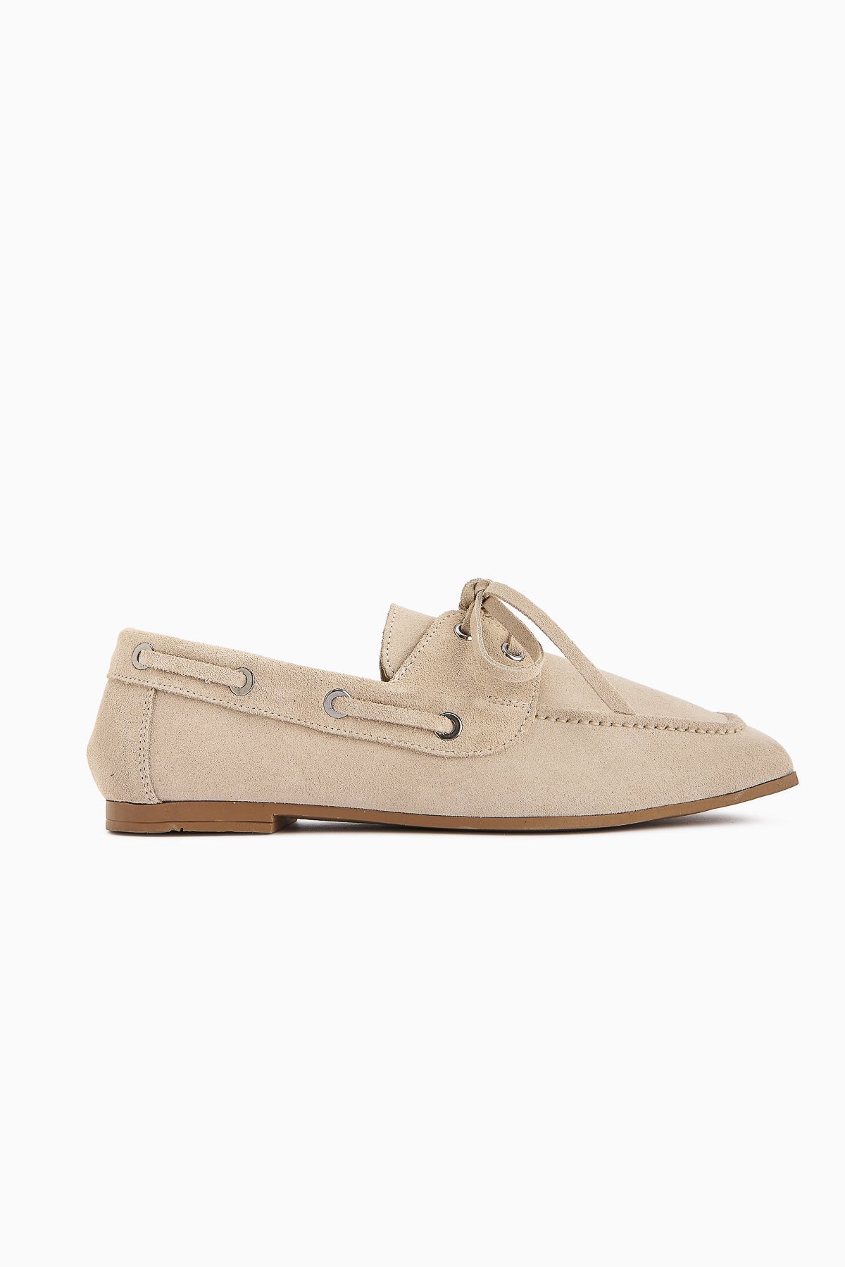 Arian Genuine Leather – Beige Suede Lace-Up Casual Loafer (Women)