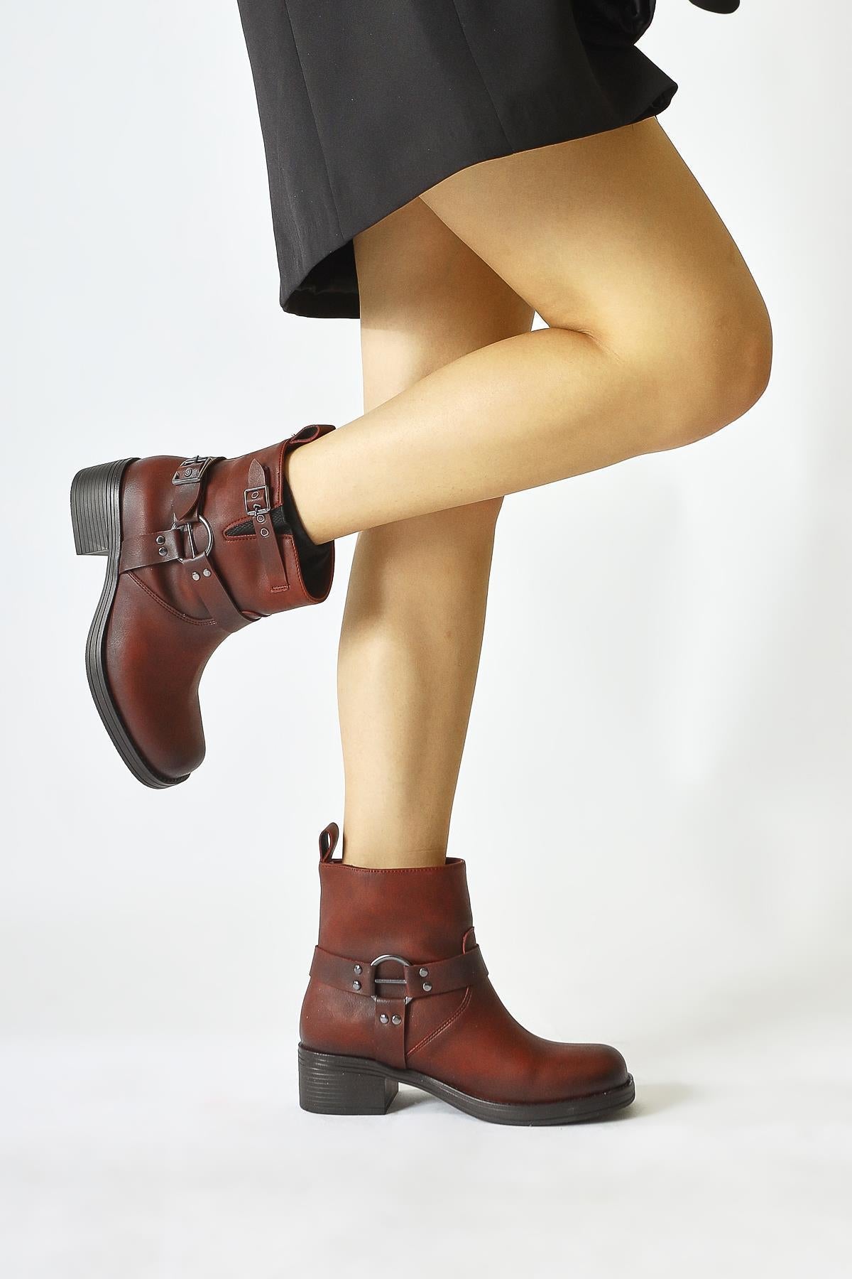 Magi – Burgundy Buckle-Detail Elastic Pull-On Boot (Women)