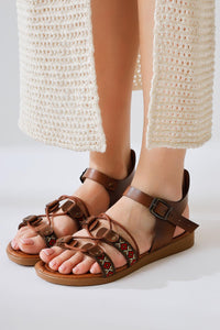 Sohna Authentic Taba Leather Sandals with Embroidery Details