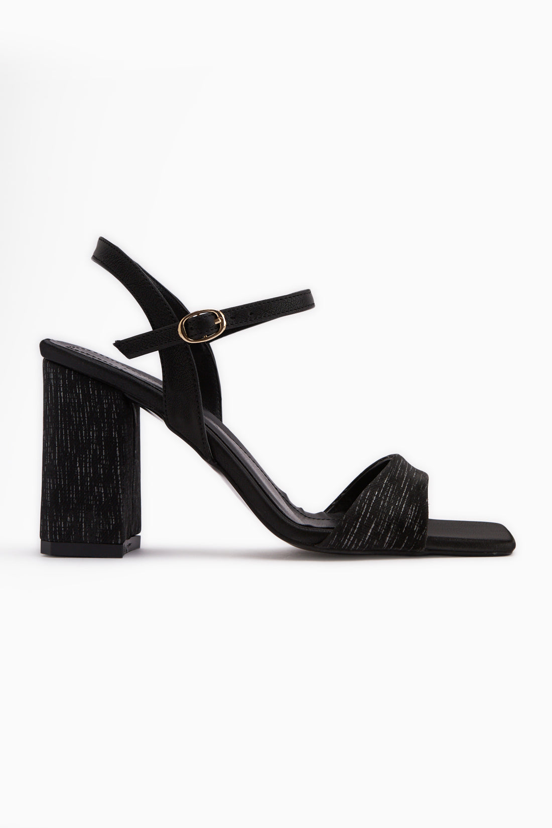 Janica Black Buckled Thick Heeled Women’s Sandal