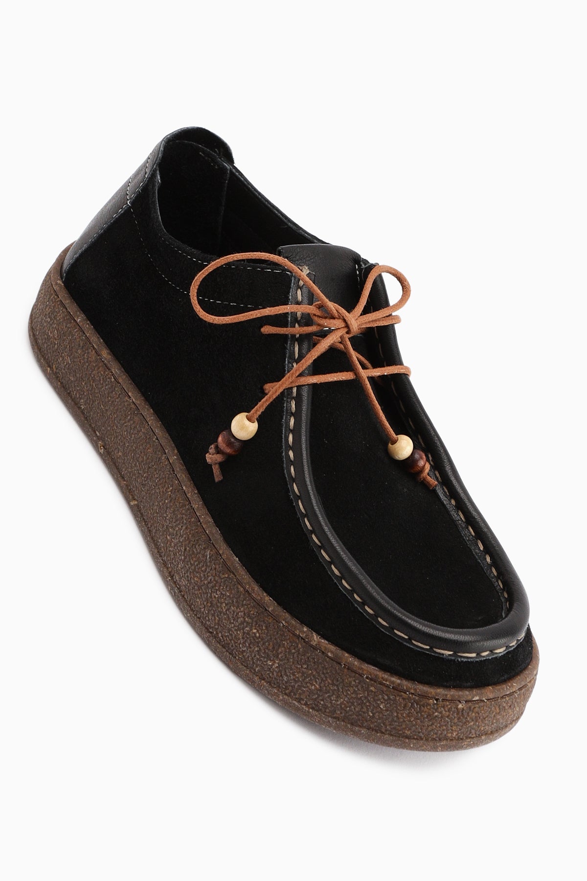 Polin Genuine Leather Black Suede Lace-Up Daily Loafer Shoes
