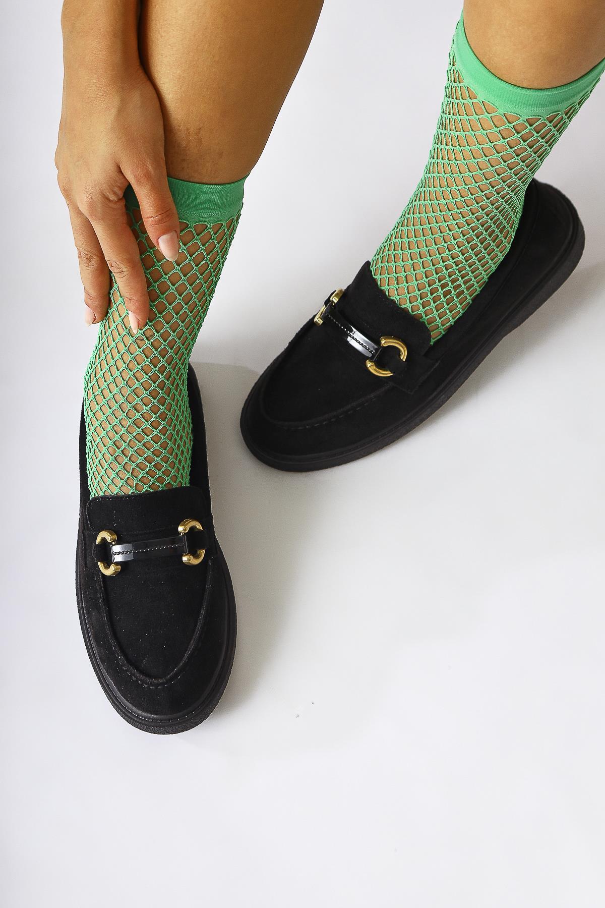 Jamnian Black Suede with Buckle Detail Daily Wear Shoes